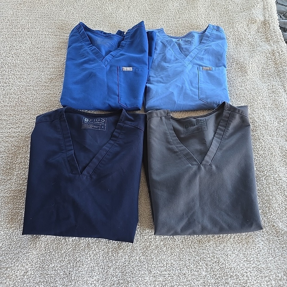 FIGS Technical Collection 4 Scrub Tops Women's S Casma 3 Pocket X 2 Catarina X 2